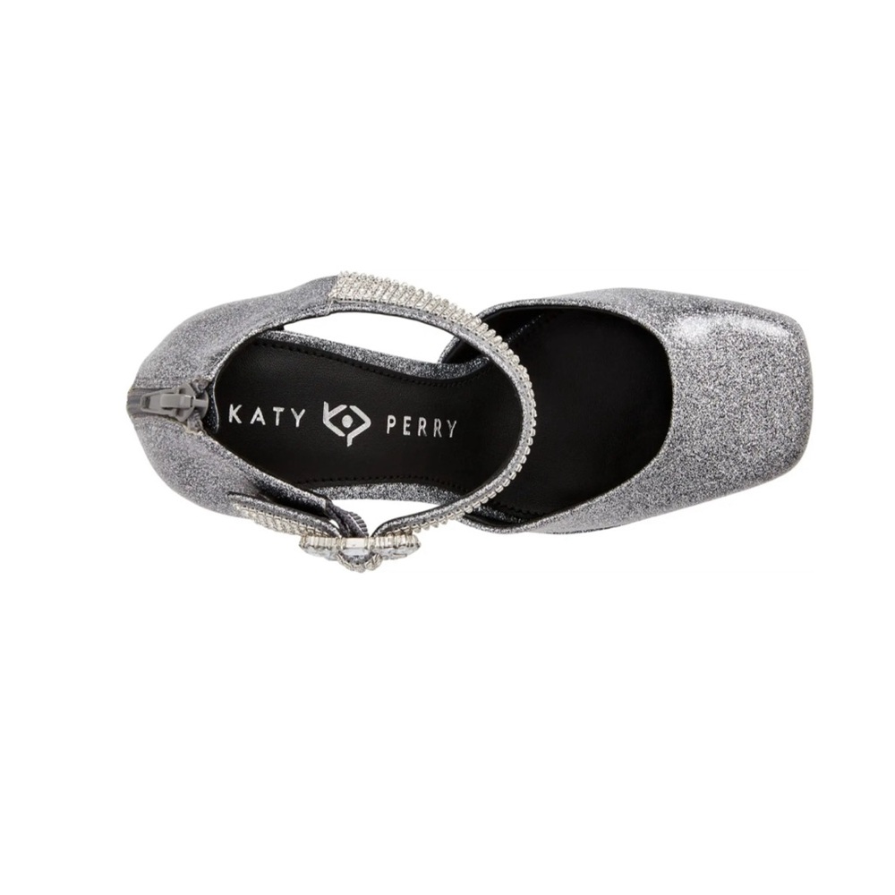 Katy Perry size 11 silver glitter The Uplift Buckle and Back Zip Platform Pumps - Picture 8 of 10